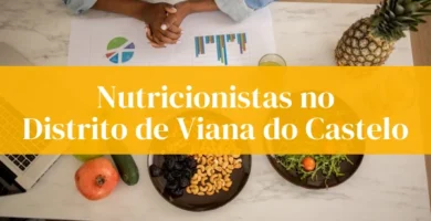 Nutricionistas no Viana do Castelo com frutas e gráficos